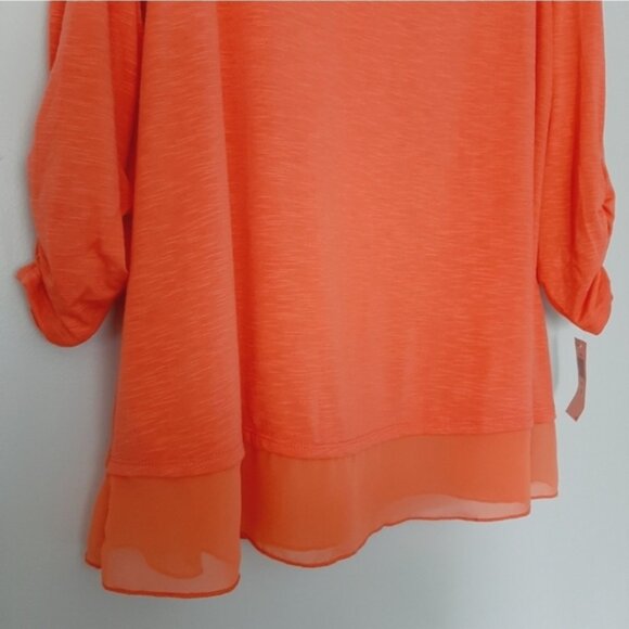 STYLE & CO. Stretchy & Soft Chifon Hem Women's Salmon Pink Top Sz 2X - Picture 10 of 15